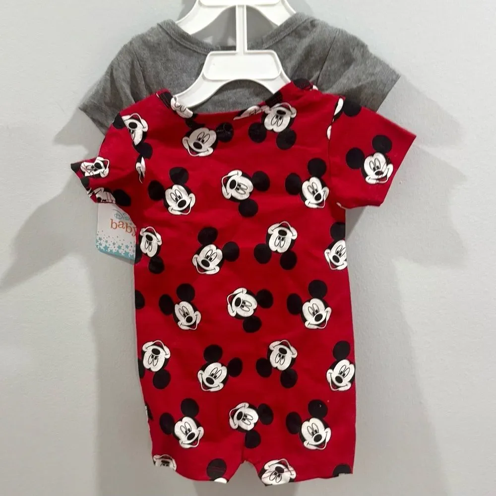 Disney Baby set of 2 Mickey Mouse rompers size 3/6M NWT